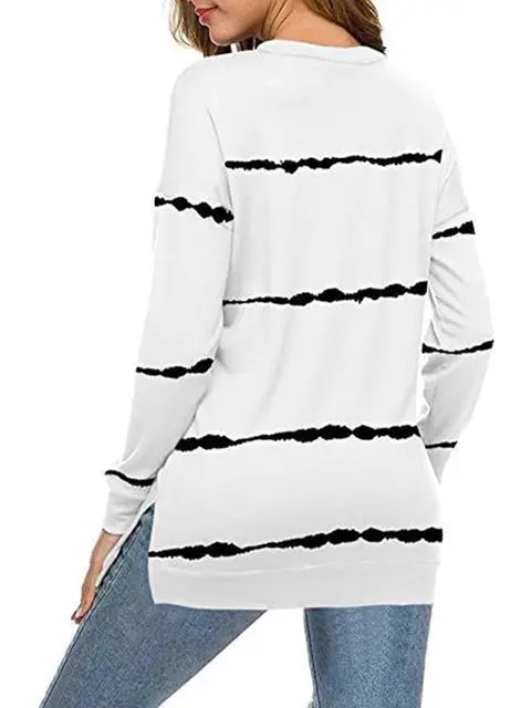 Tie-dye Stripes Print Long Sleeve Tops