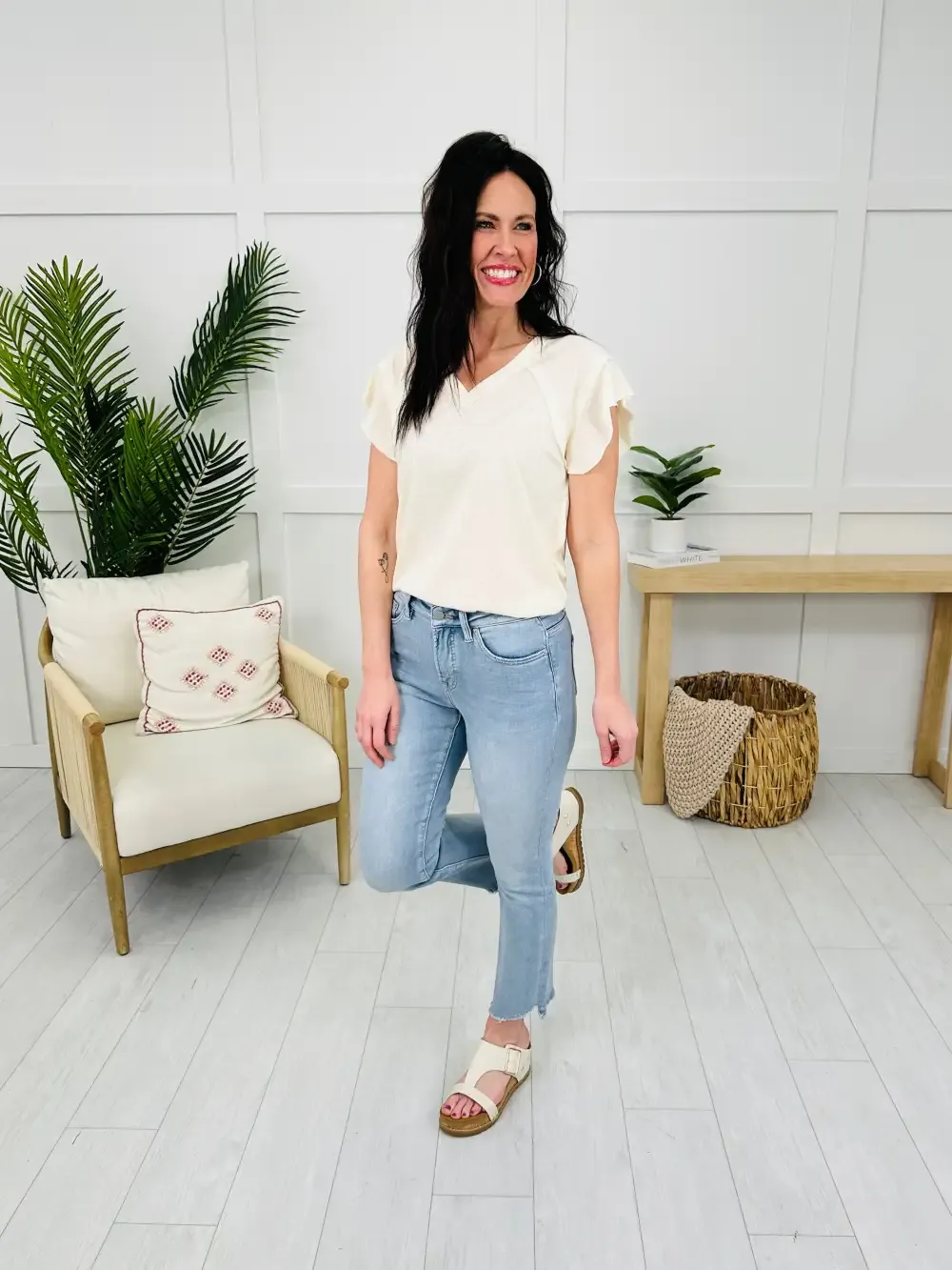 One Step Ahead Tummy Control Cropped Step Hem Jeans