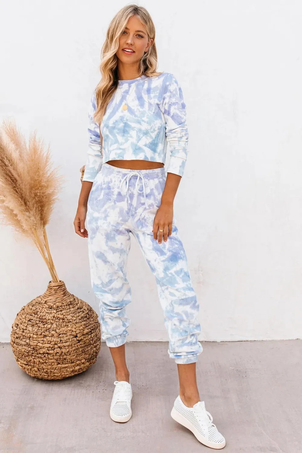 Tie-Dyed Sweatshirt Long Pants Set
