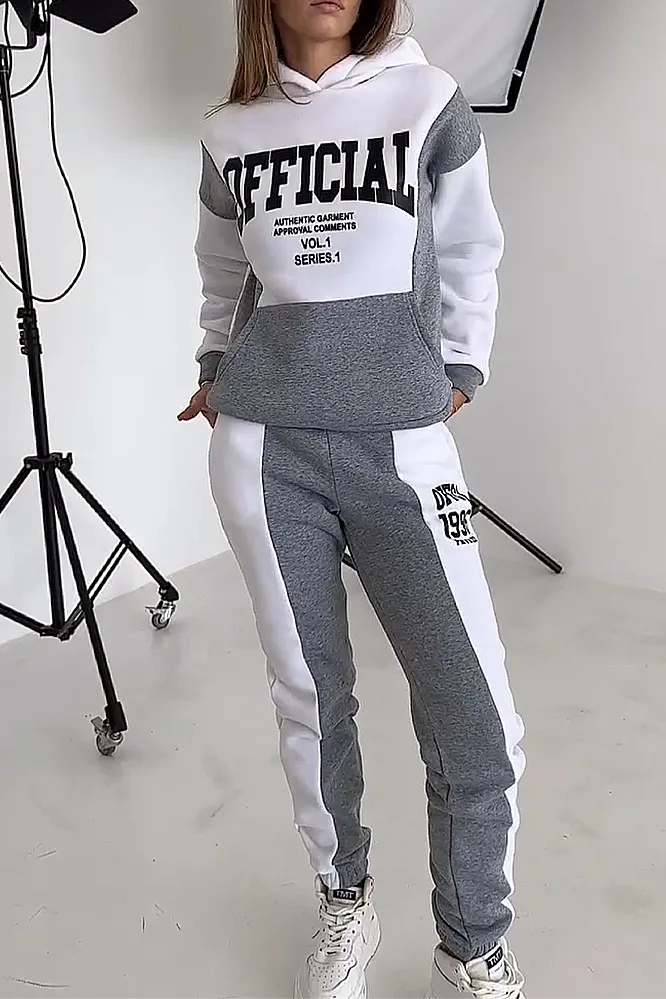 Women's letter casual hoodie and pants two-piece set