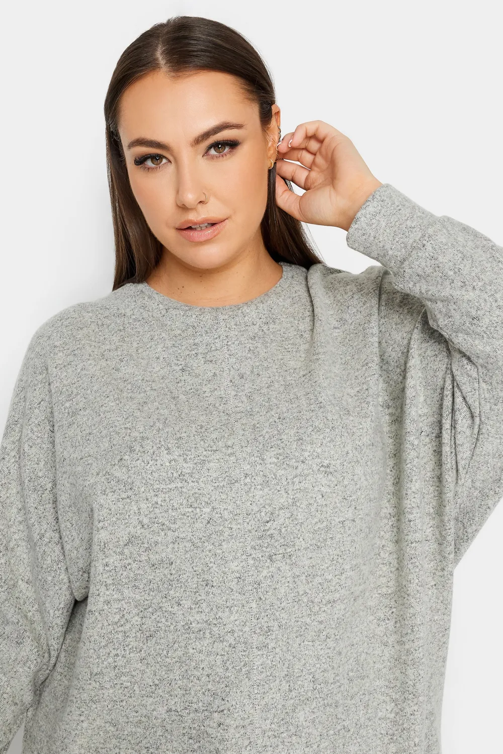YOURS LUXURY Curve Grey Front Seam Detail Jumper