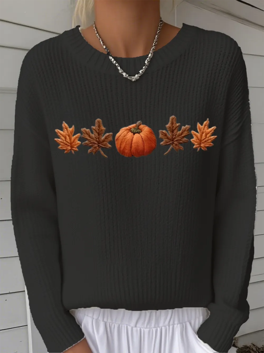 Women's Halloween Pattern Pullover Crew Neck Long Sleeve Sweatshirt Regular Fit Top
