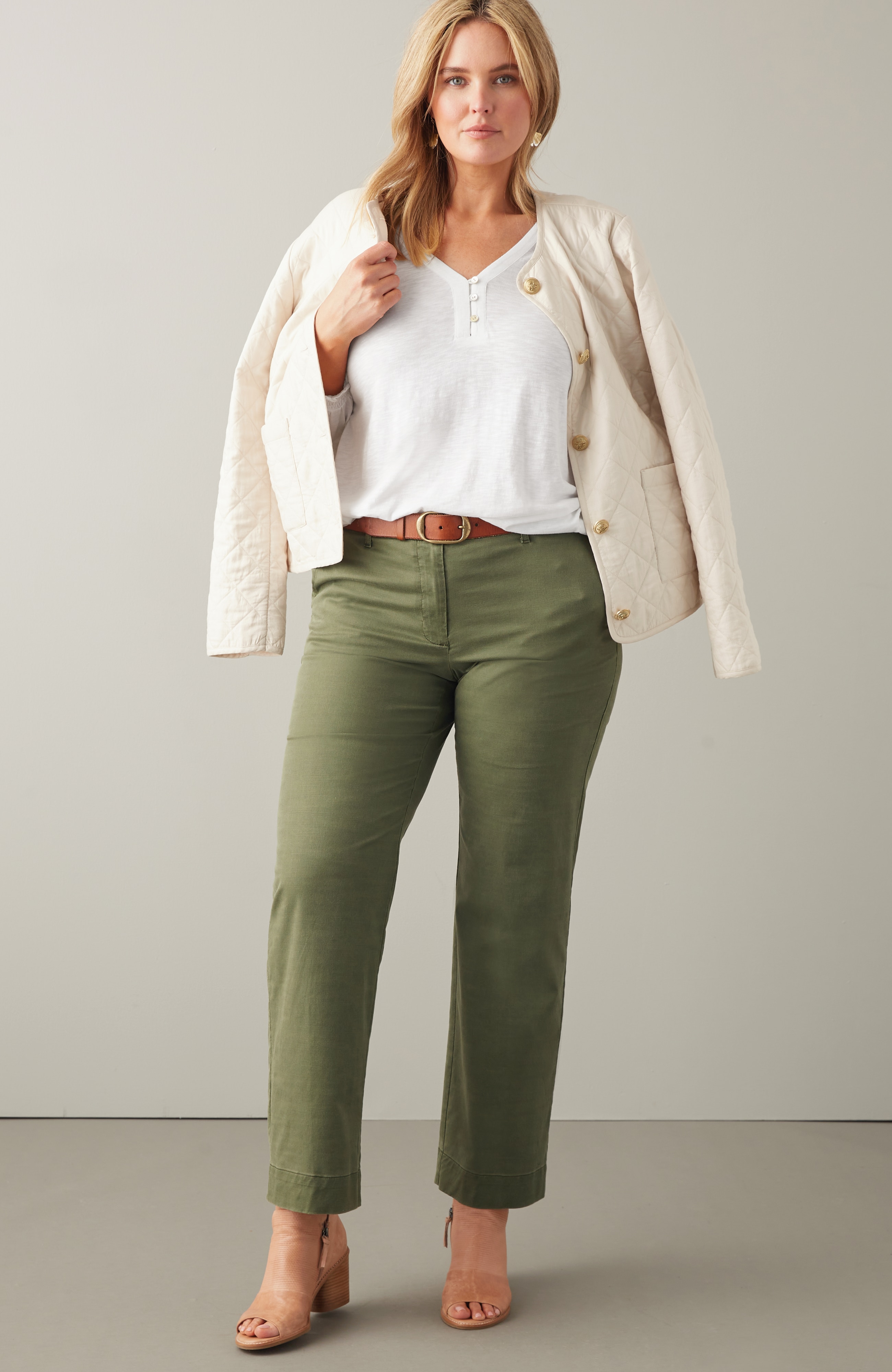 Smocked-Sleeve Henley Top