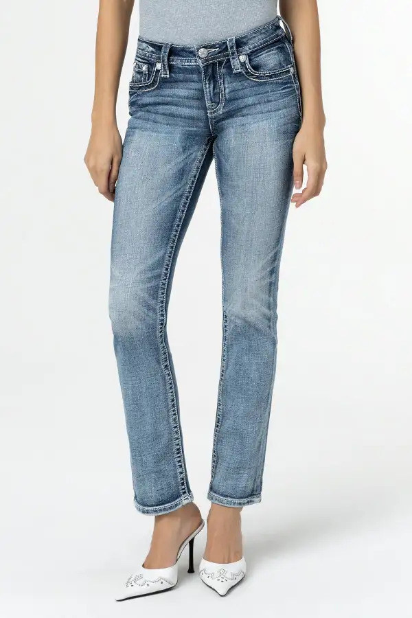 Coral Aztec Straight Jeans