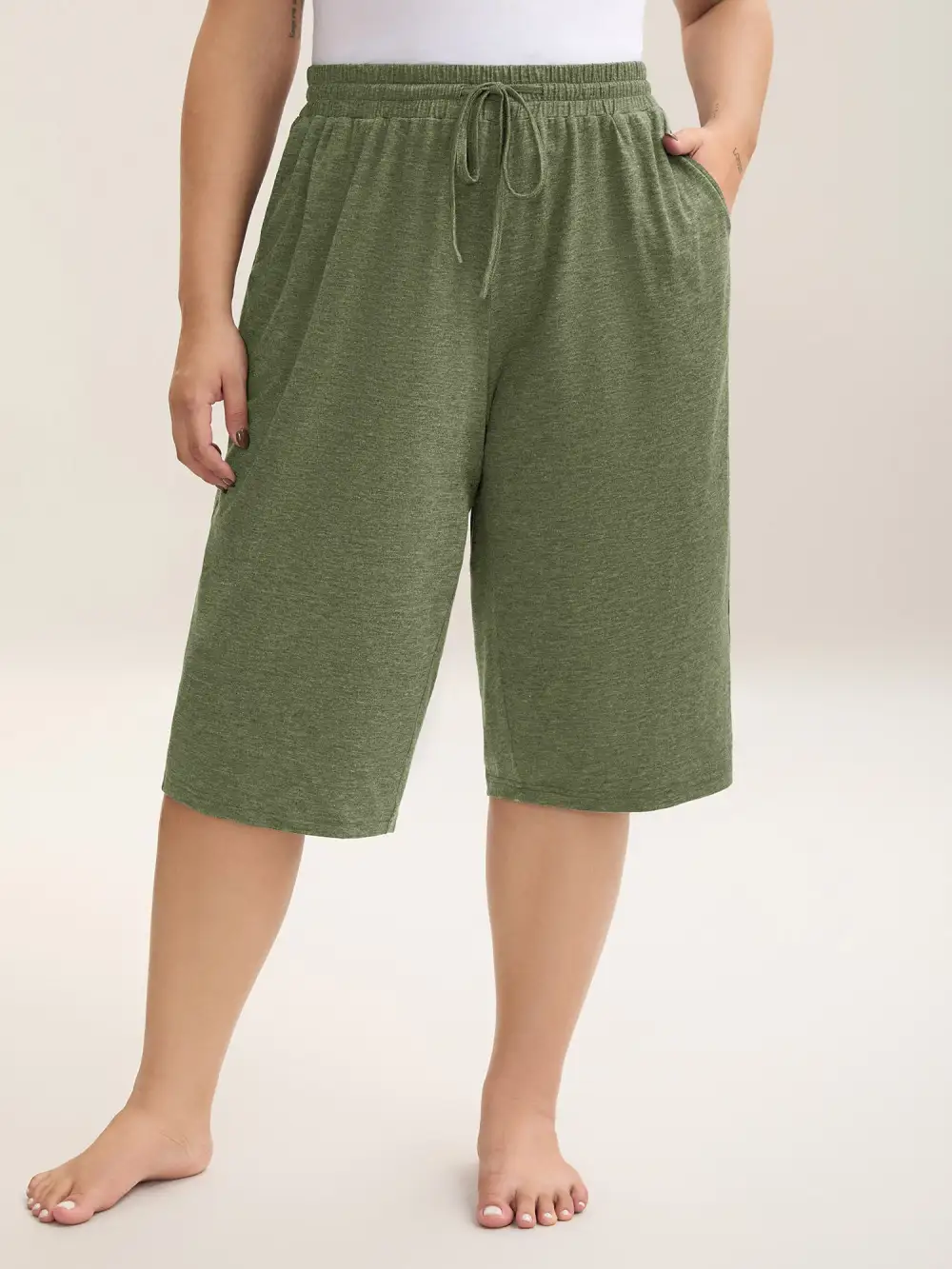 Mixed Color Knit Drawstring Loungewear Bottoms