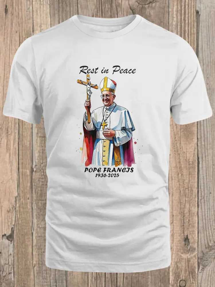 Men's Rest In Peace 1936-2025 Print Short Sleeve Round Neck Cotton T-Shirt