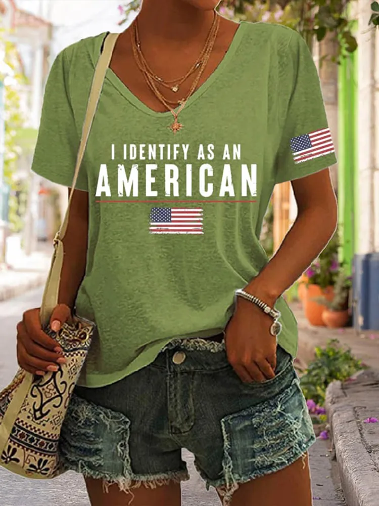 Women'S I Identify As An American Short-Sleeved T-Shirt