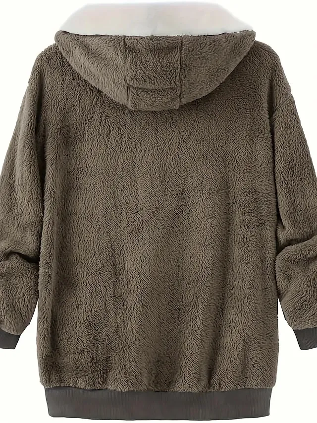 Women's Zip Hoodie Sweatshirt Streetwear Casual Sherpa Fleece Fleece Green Blue Purple Plain Outdoor Hoodie Long Sleeve Fleece L XL XXL 3XL 4XL 5XL / Winter / Fleece lined