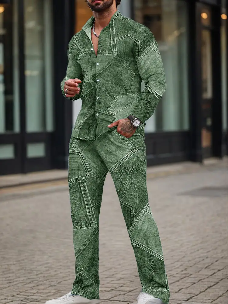 Modern Denim Print 2-Piece Set