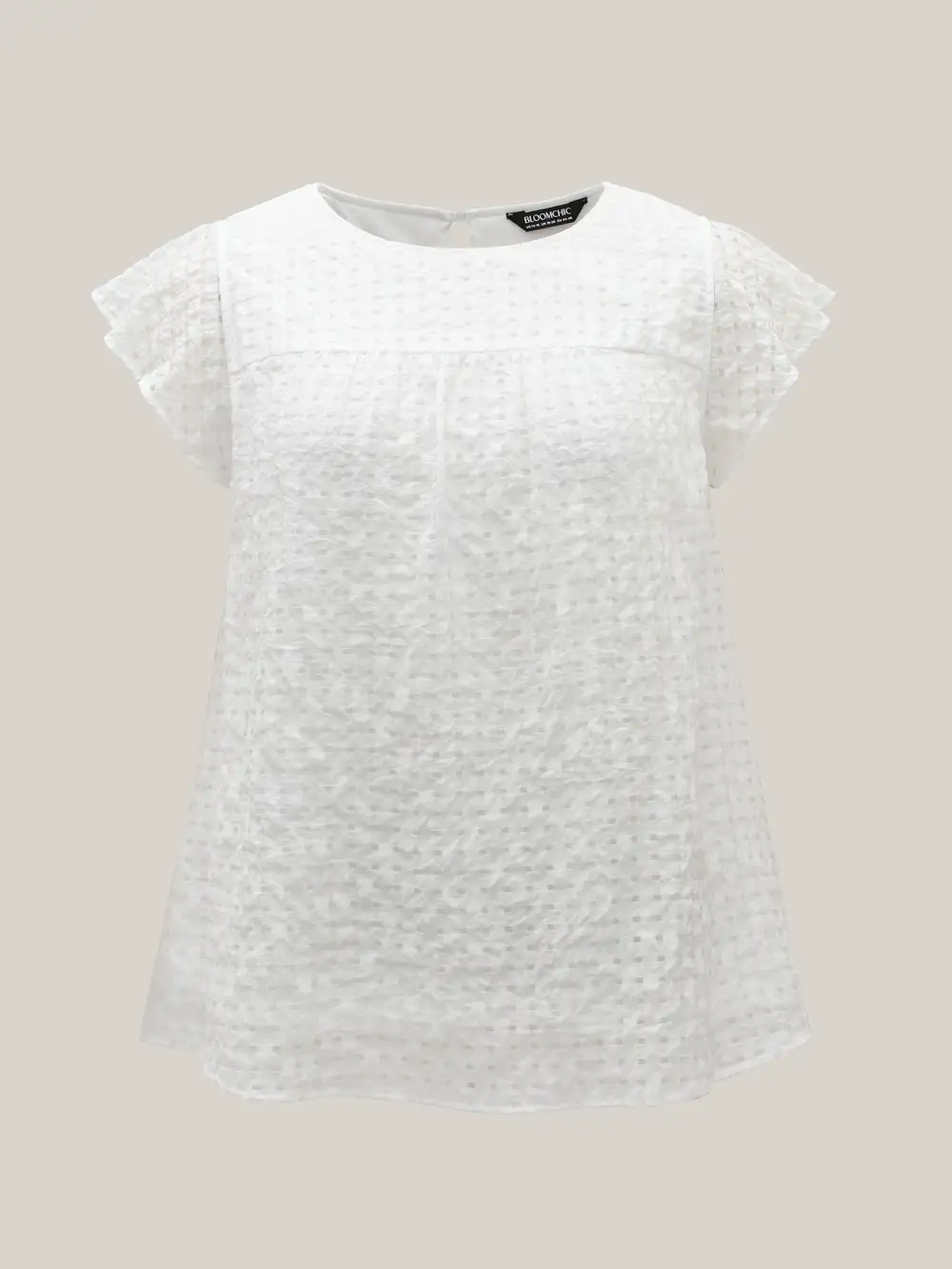 Textured Sheer Lined Flutter Sleeve Blouse