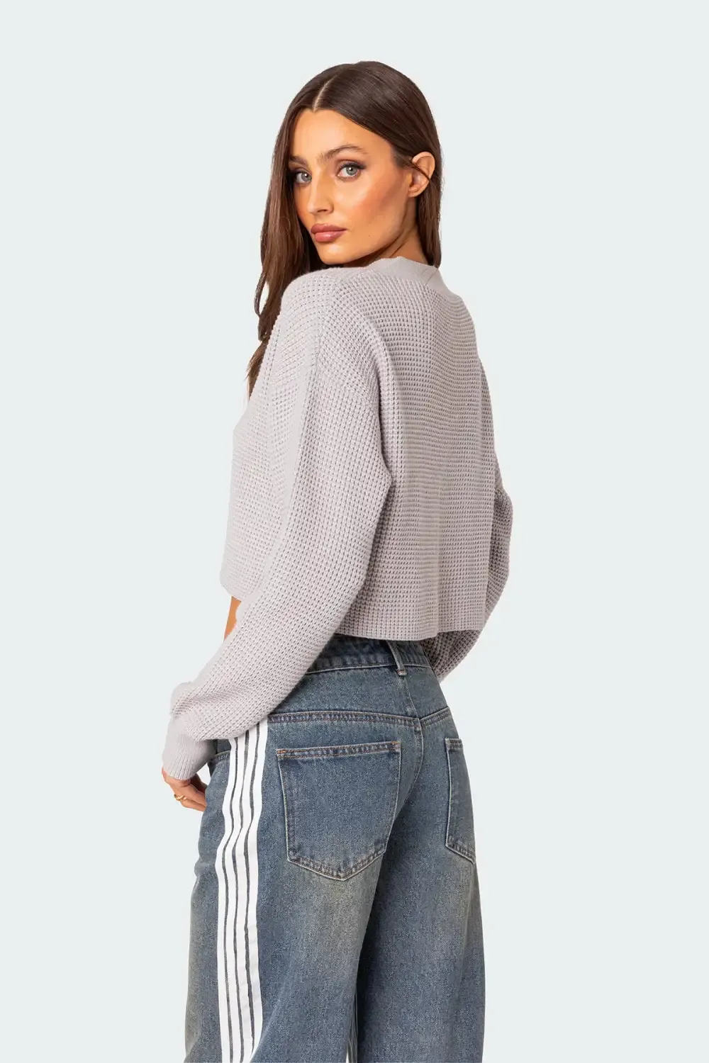 Oversized Waffle Knit Cropped Cardigan