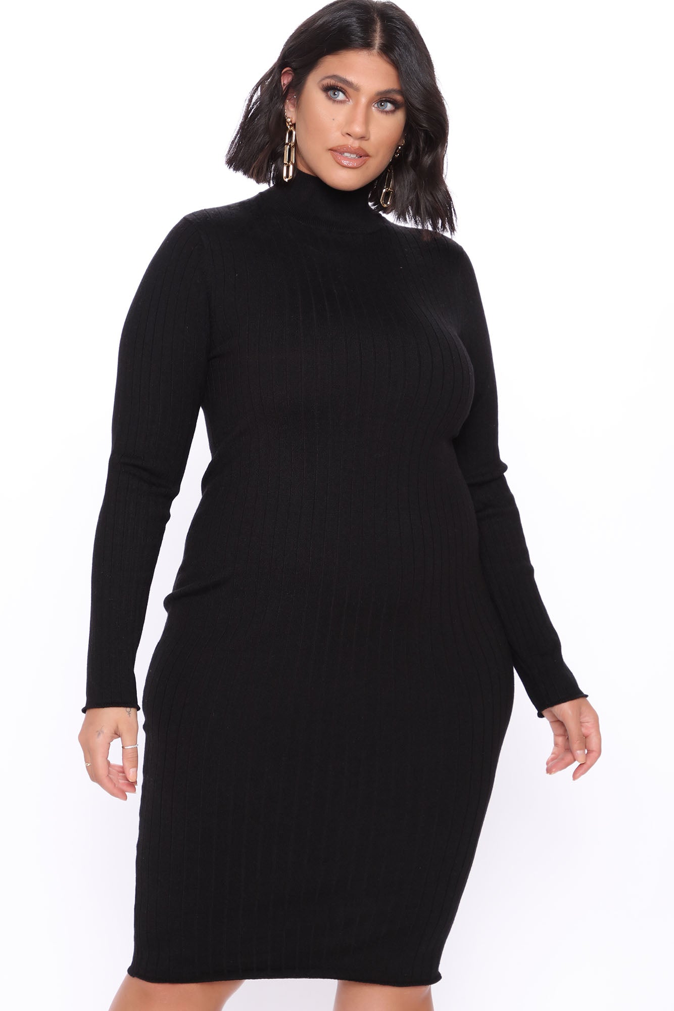 Taryn Sweater Midi Dress - Black