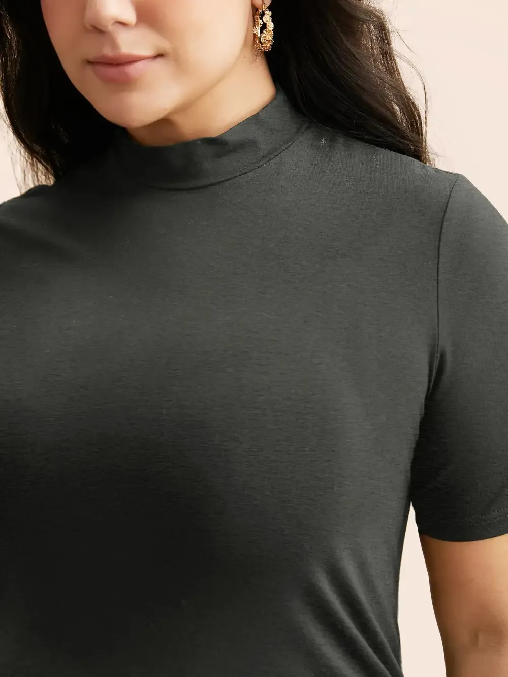 Supersoft Essentials Solid Mock Neck T-Shirt