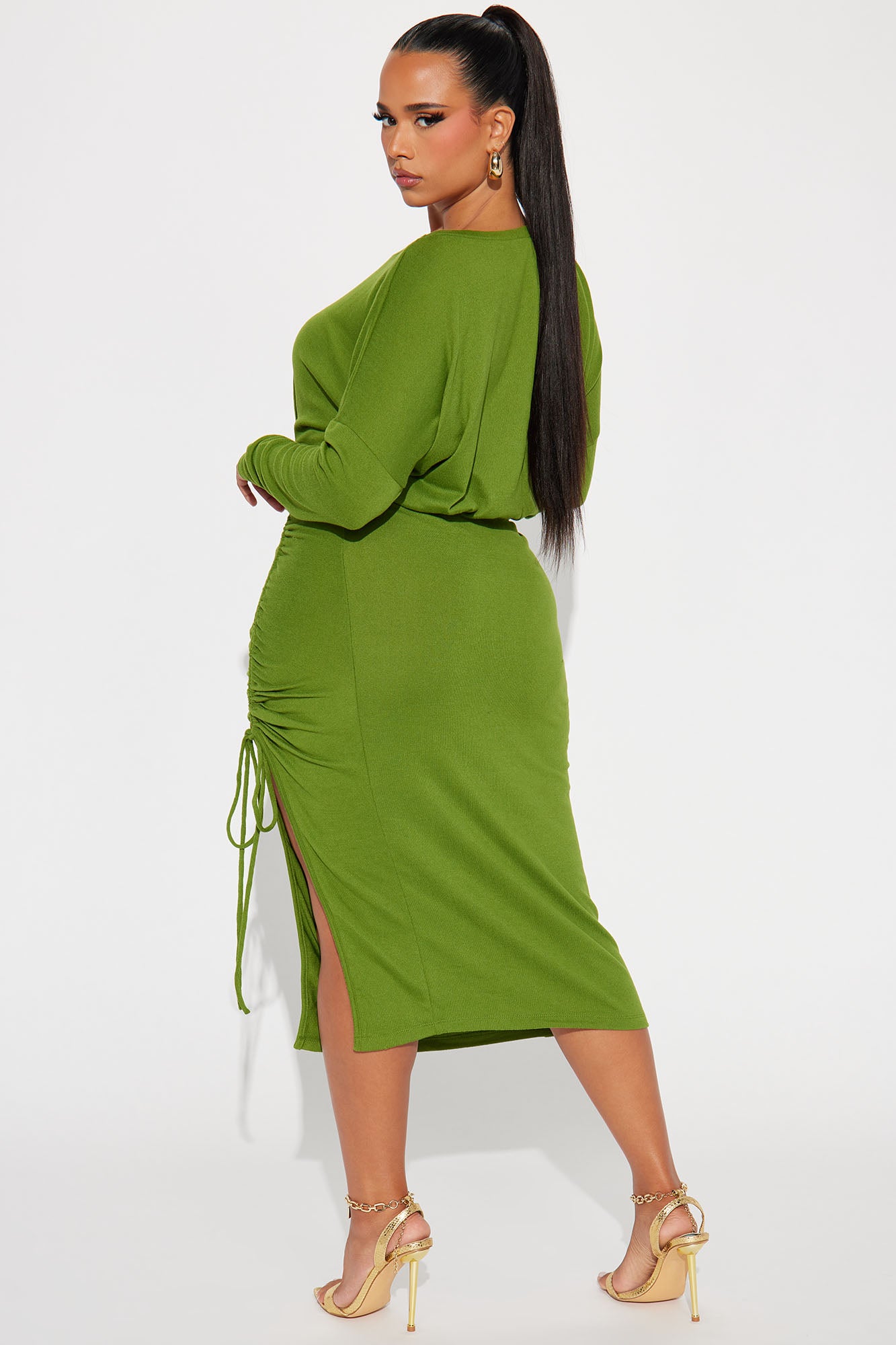 Angela Sweater Midi Dress - Green