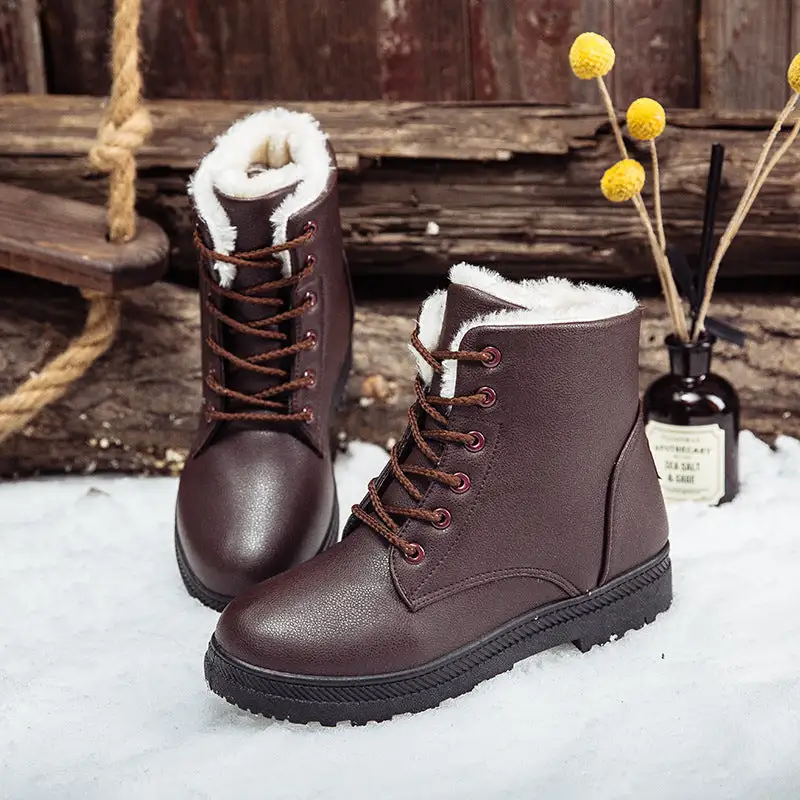 Womens Keep Warm Lace Up Ankle Snow Boots
