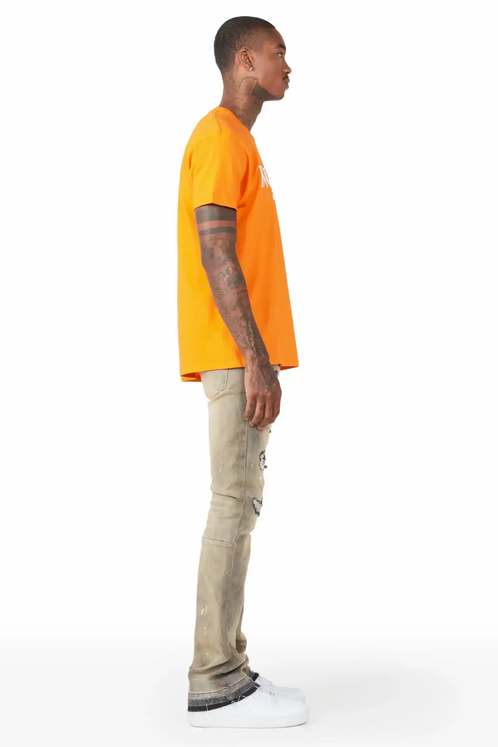 Garth Grey Patched Stacked Flare Jean