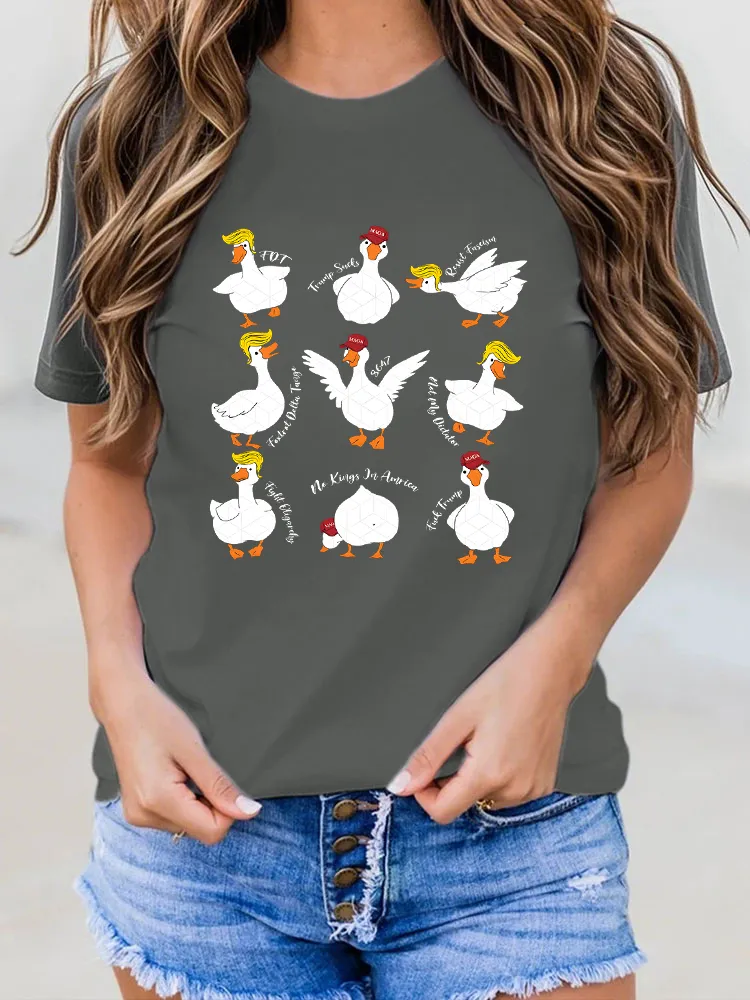 Women's Short Sleeve Round Neck Pure Cotton T-Shirt