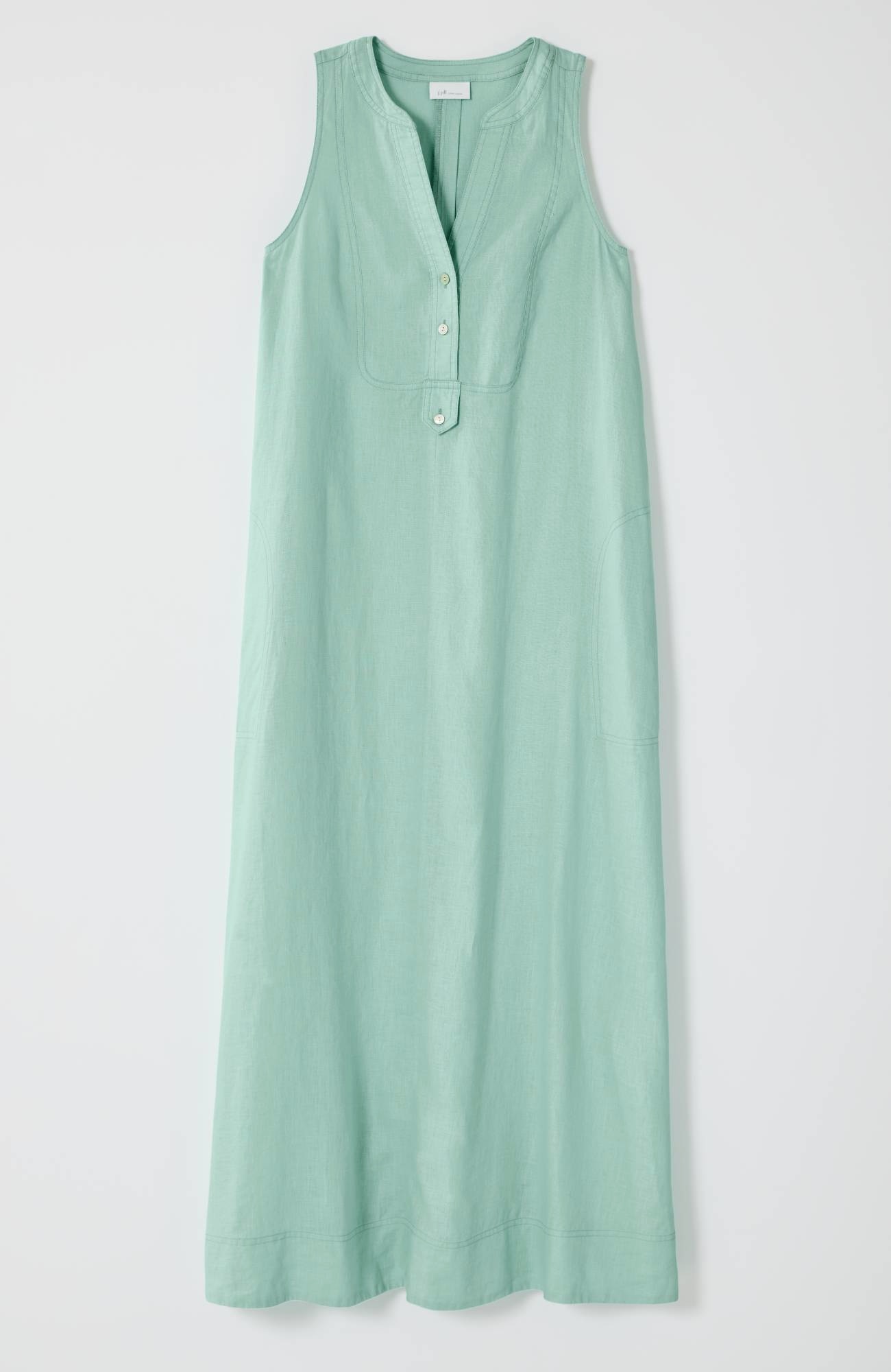Pleated Linen Maxi Dress
