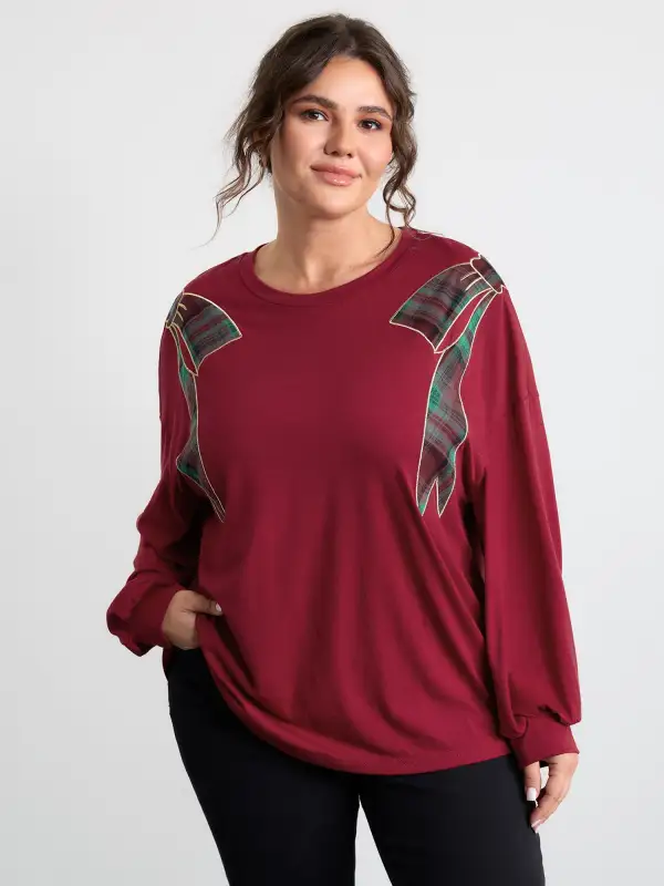 Supersoft Embroidered Gingham Contrast T-Shirt