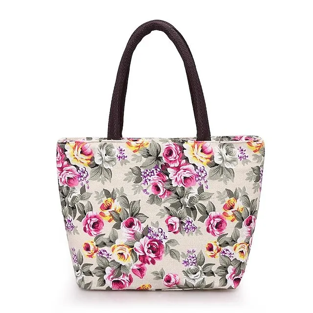 Women's Handbag Nylon Outdoor Daily Zipper Large Capacity Breathable Lightweight Flower Black Red Blue