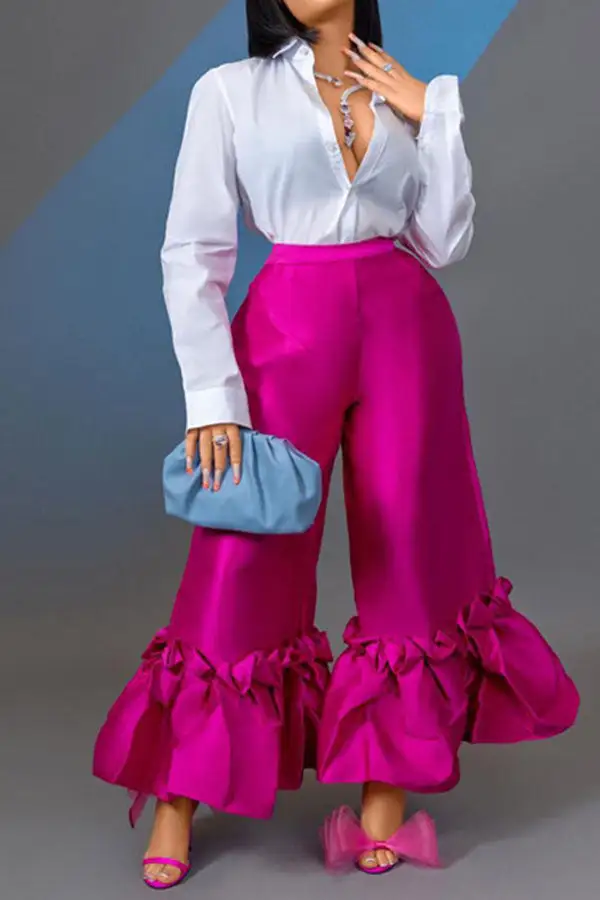  Sweet Ruffle Bell Bottoms Pants