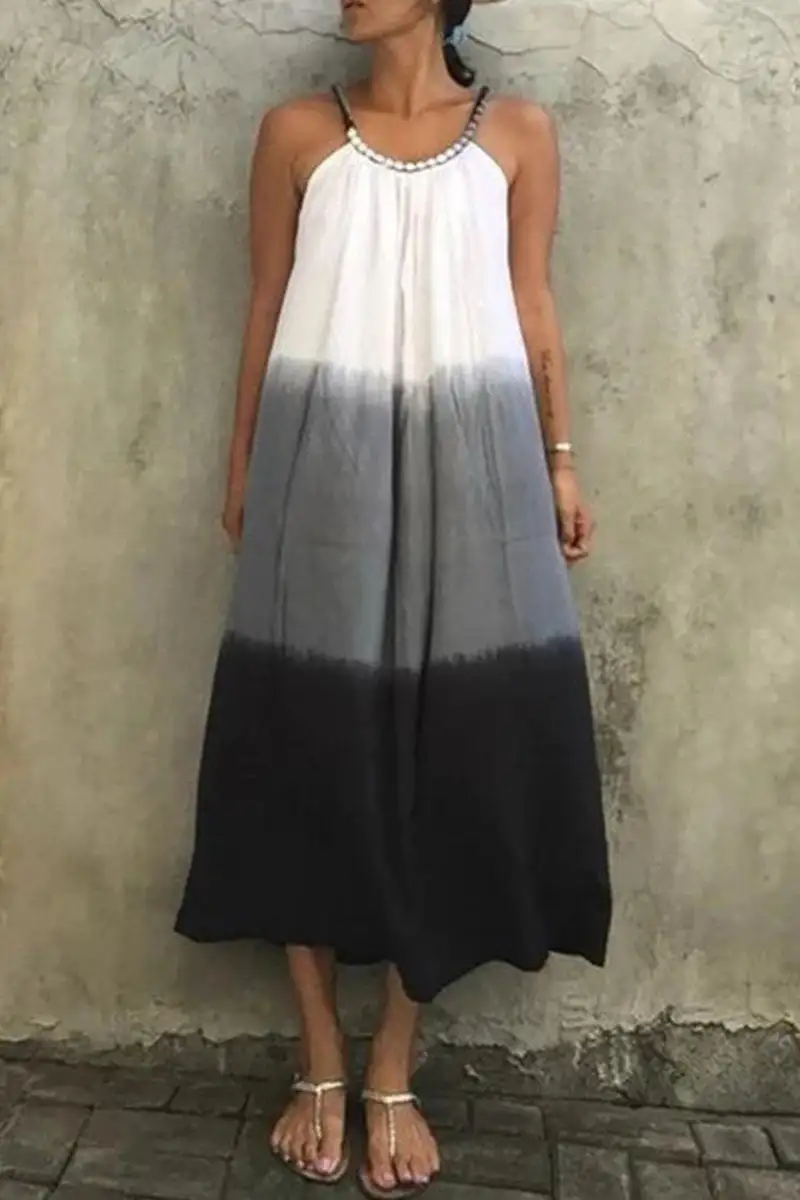 Fashion Street Solid Split Joint Spaghetti Strap Dresses