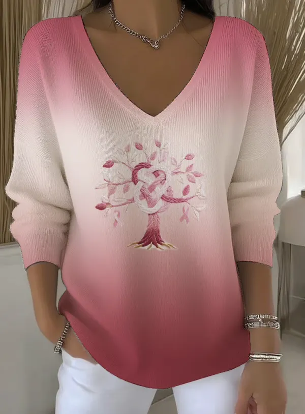 Casual Regular Fit V Neck Cotton Sweater