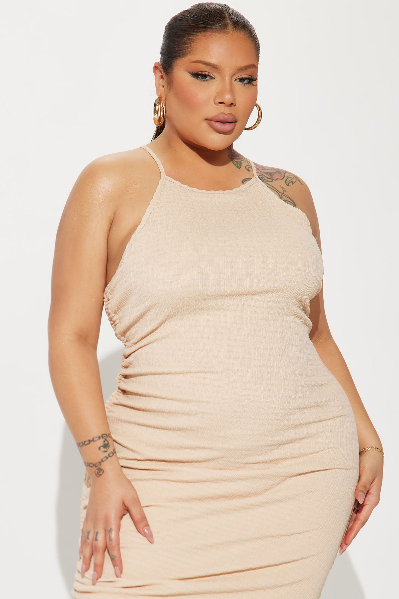 Talia Textured Maxi Dress - Stone