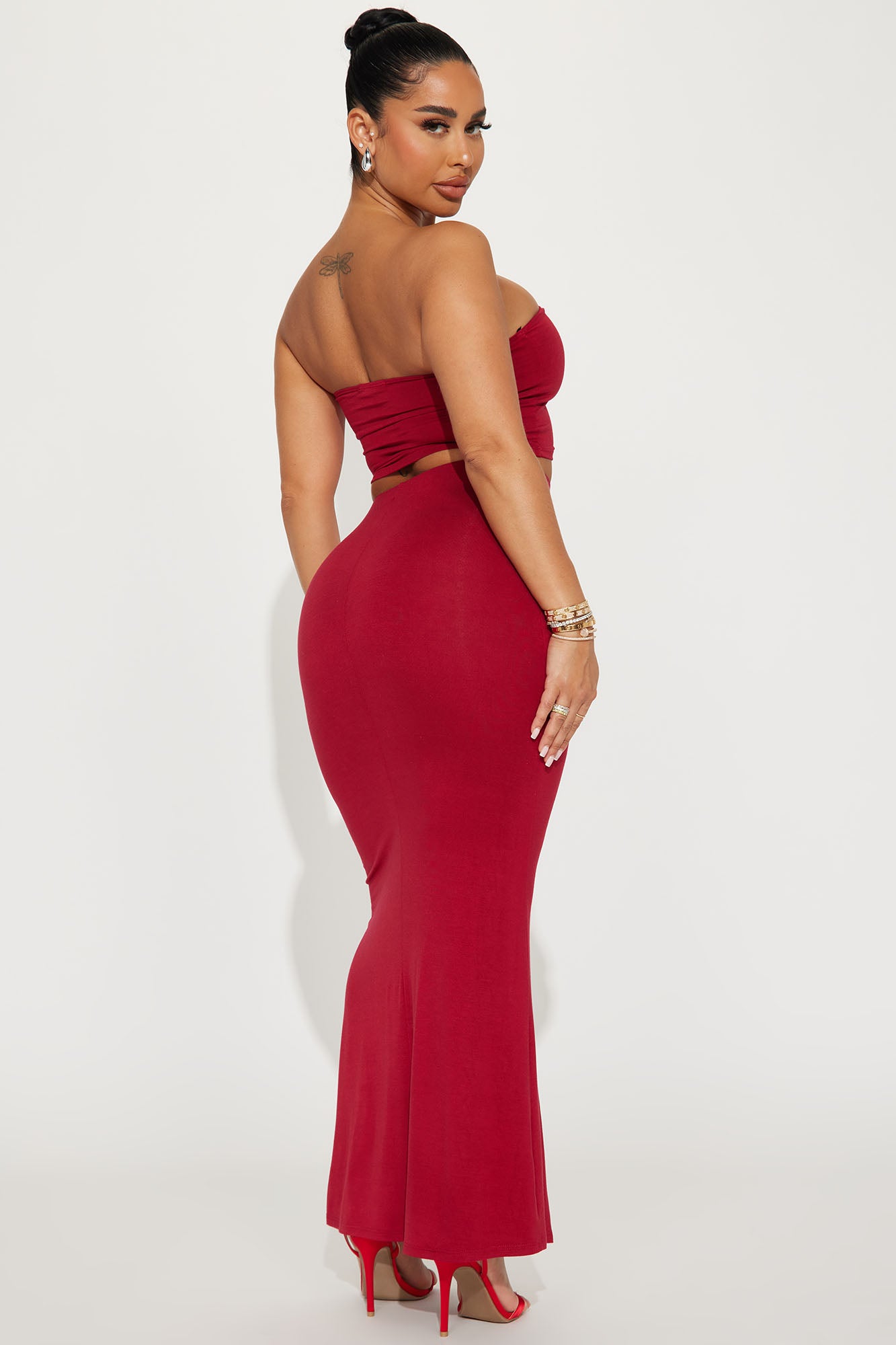 La Vie En Rose Skirt Set - Red
