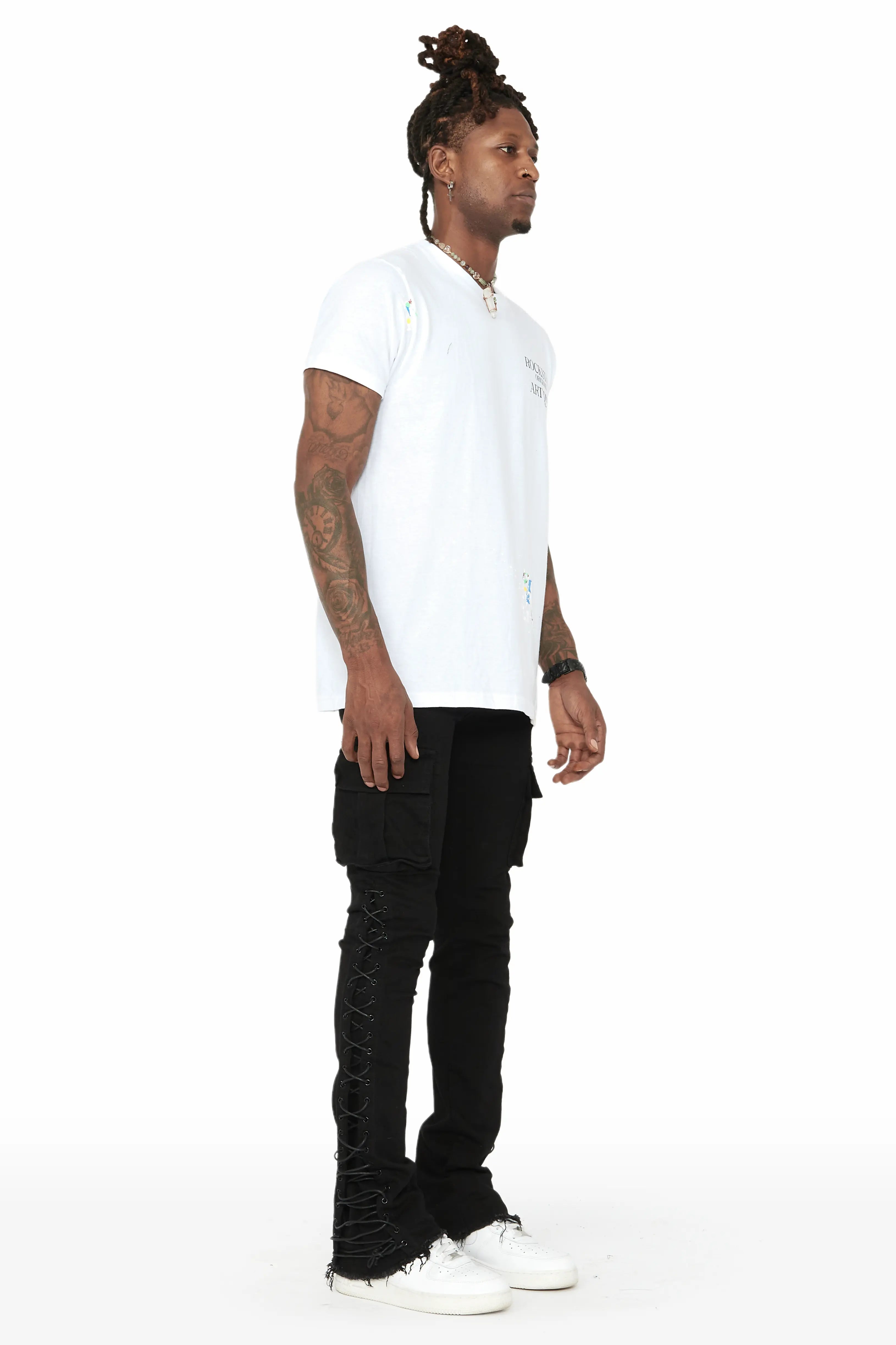Ronoh Black Stacked Flare Jean