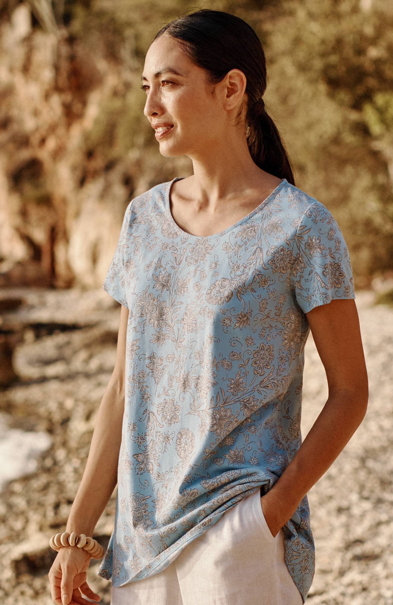 pure jill scoop-neck elliptical tee