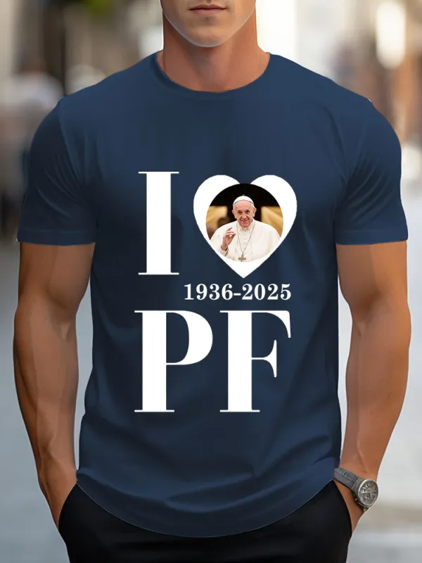 Men's I Love PF 1936-2025 Print Short Sleeve Round Neck Cotton T-Shirt