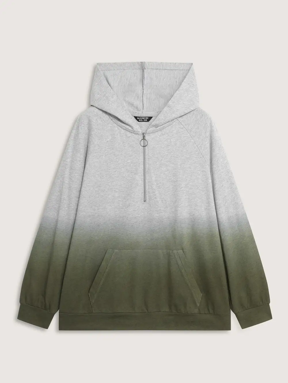 Cotton Dip-Dyeing Half-Zipper Hoodie