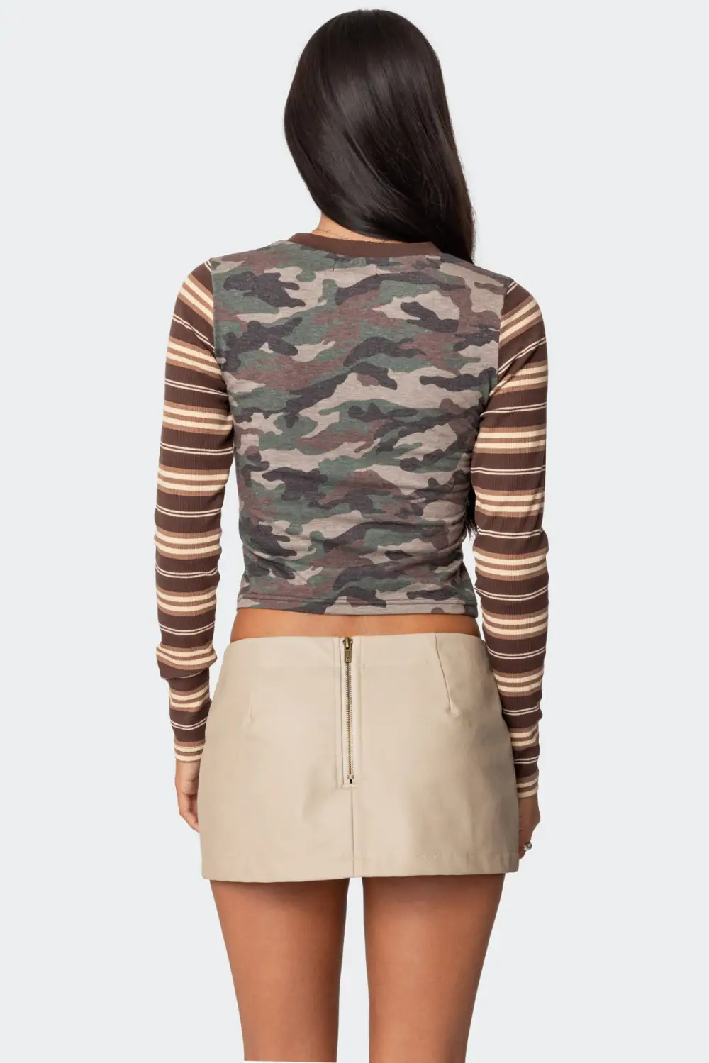 Camo & Stripe Long Sleeve T Shirt