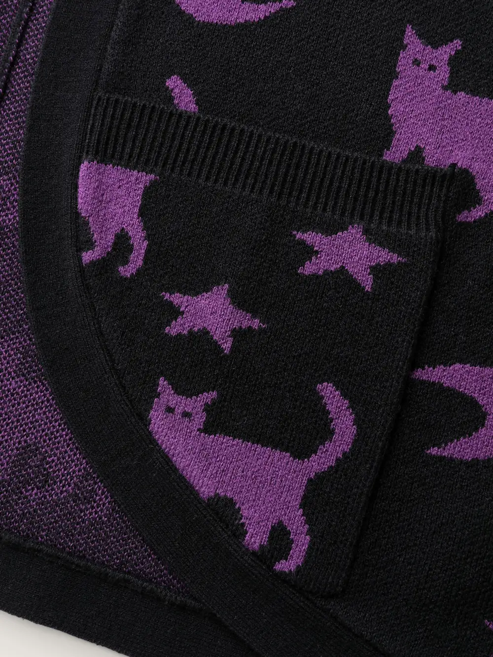 Halloween Jacquard Print Pockets Knit Cardigan