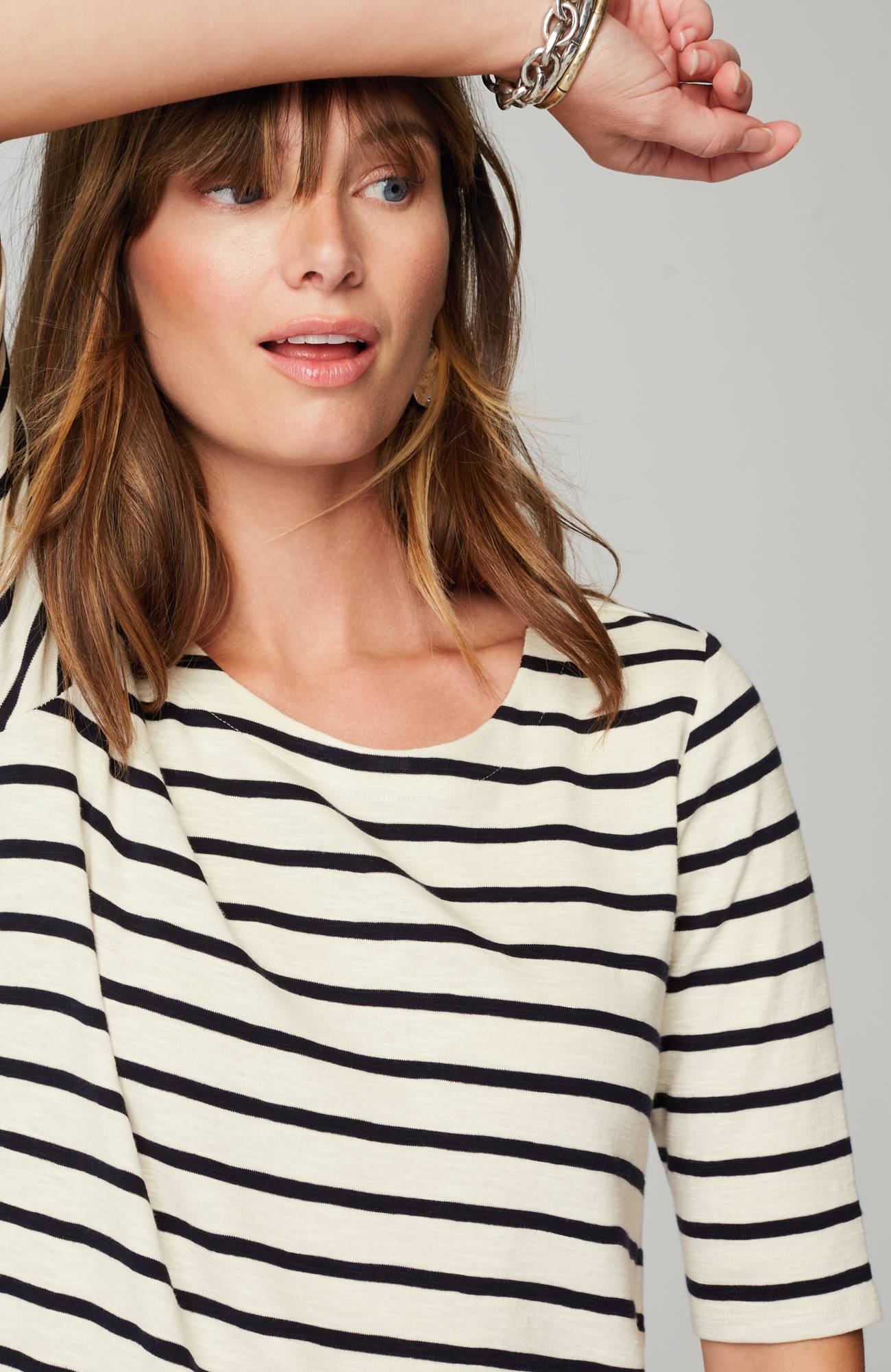 pima-slub scoop-neck side-slit tee