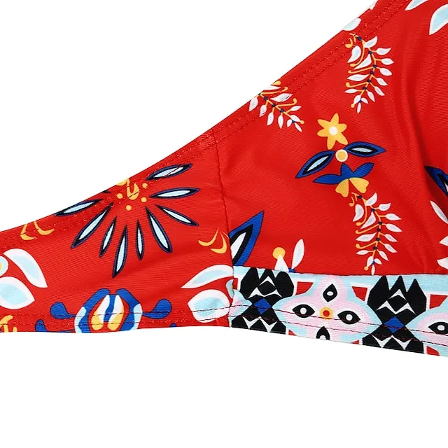 Women's Bikinis 2 Piece Sets Swimsuit Backless Halter Sexy Boho Floral Print Summer Beach Wear Bathing Suits