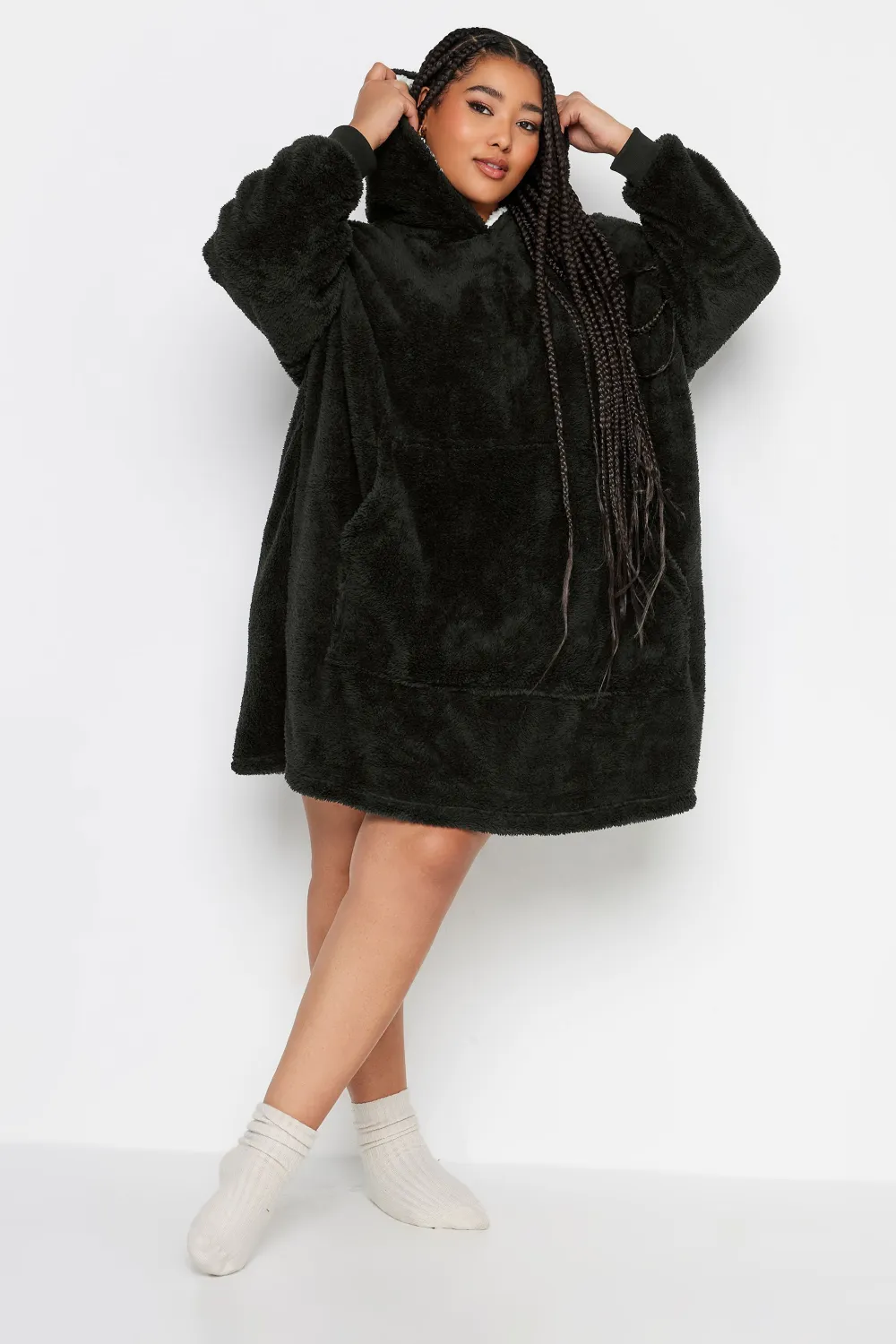 YOURS Curve Black Pocket Snuggle Hoodie