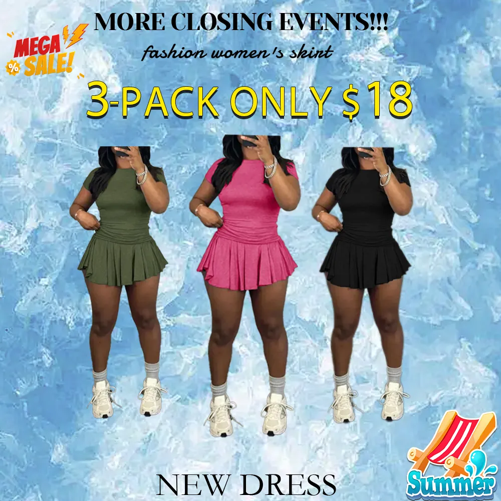 Casual Summer Skirt Set for Women – Tee & Pleated Skirt