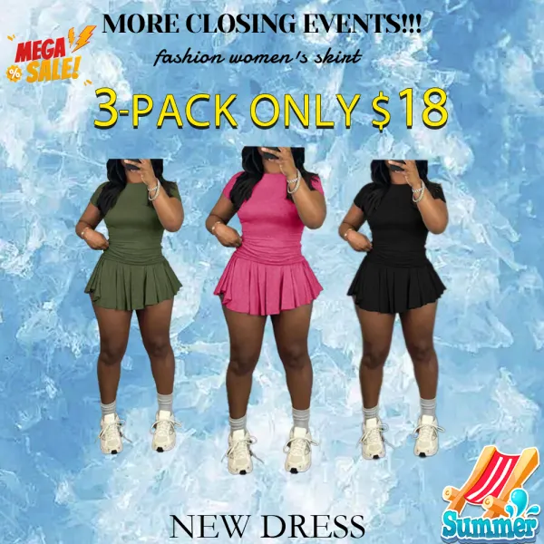 Casual Summer Skirt Set for Women – Tee & Pleated Skirt