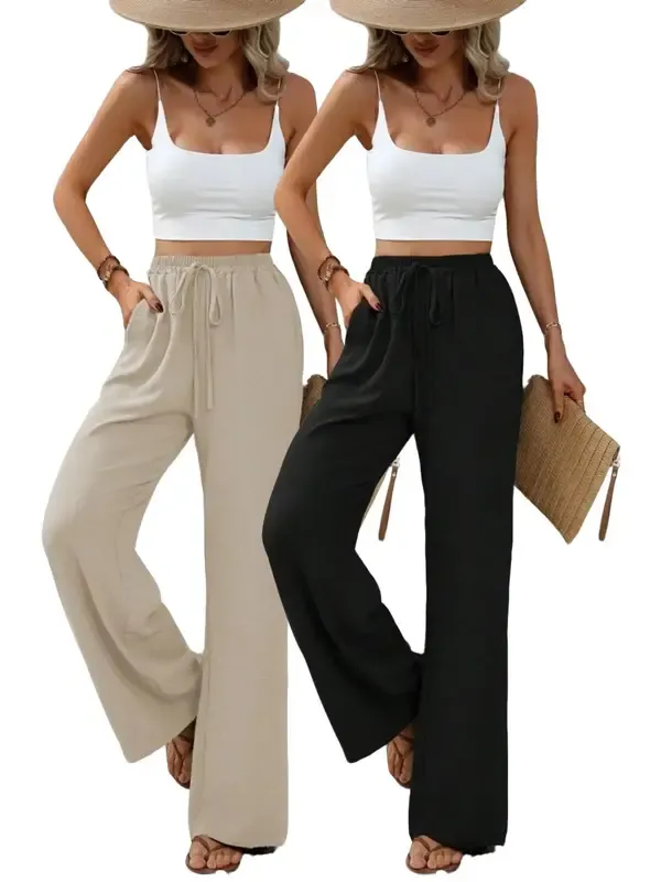 Women’s High Waist Wide Leg Pants with Pockets