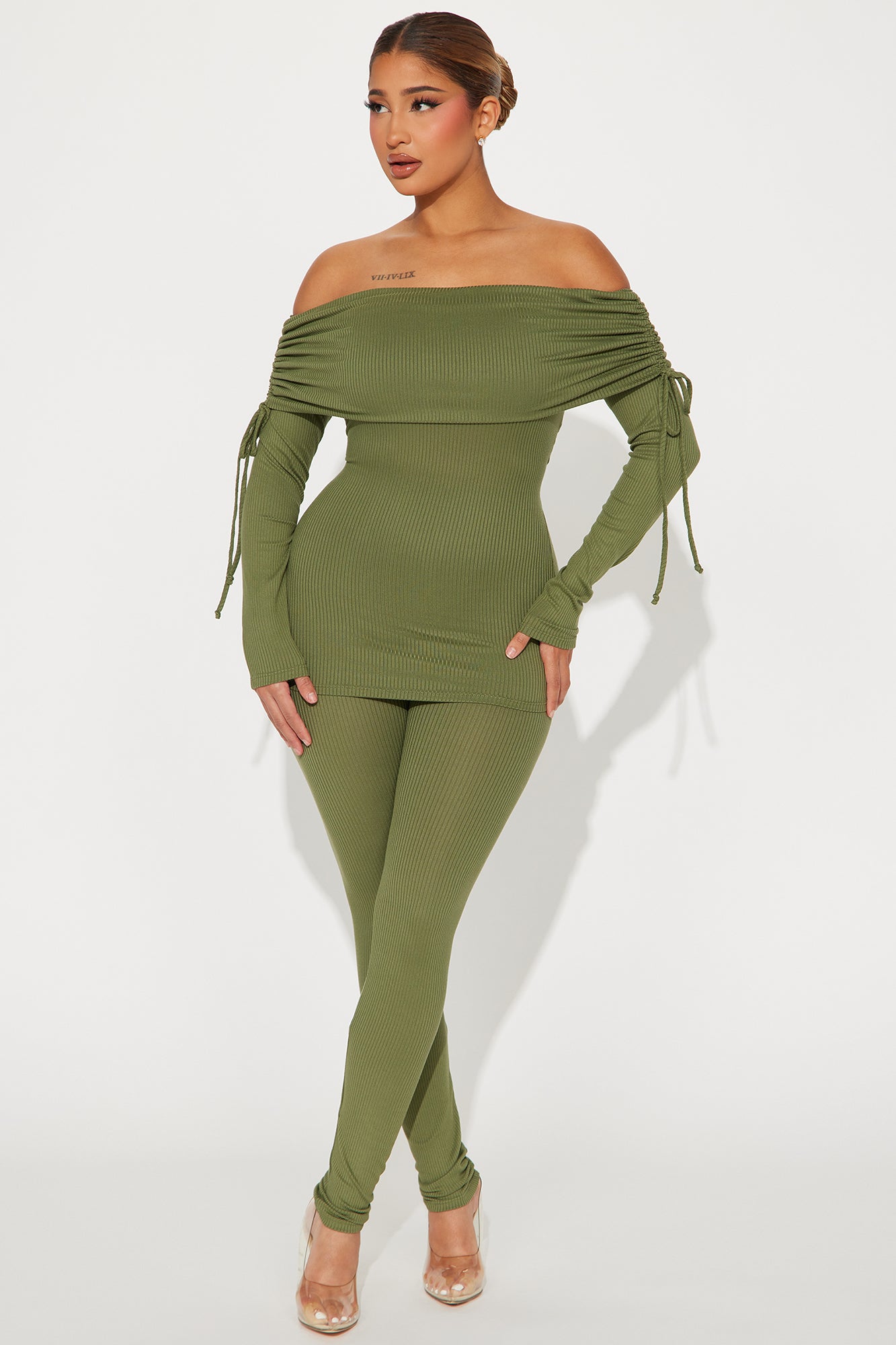 Pretty Girl Legging Set - Olive