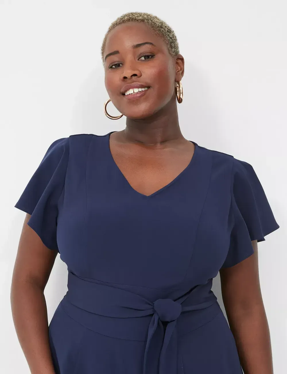 Lena V-Neck High-Low Midi Dress