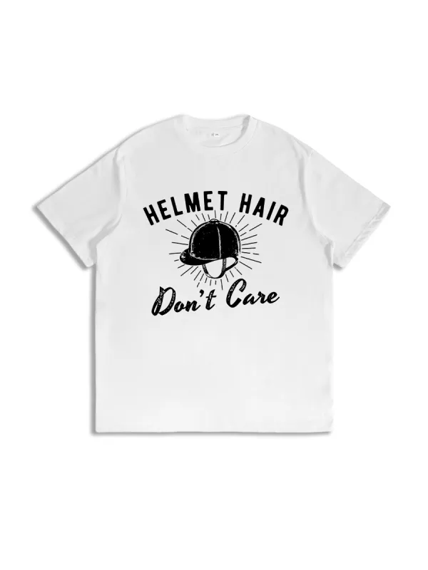 Helmet Hair Don'T Care Funny Equestrian Premium T-Shirt