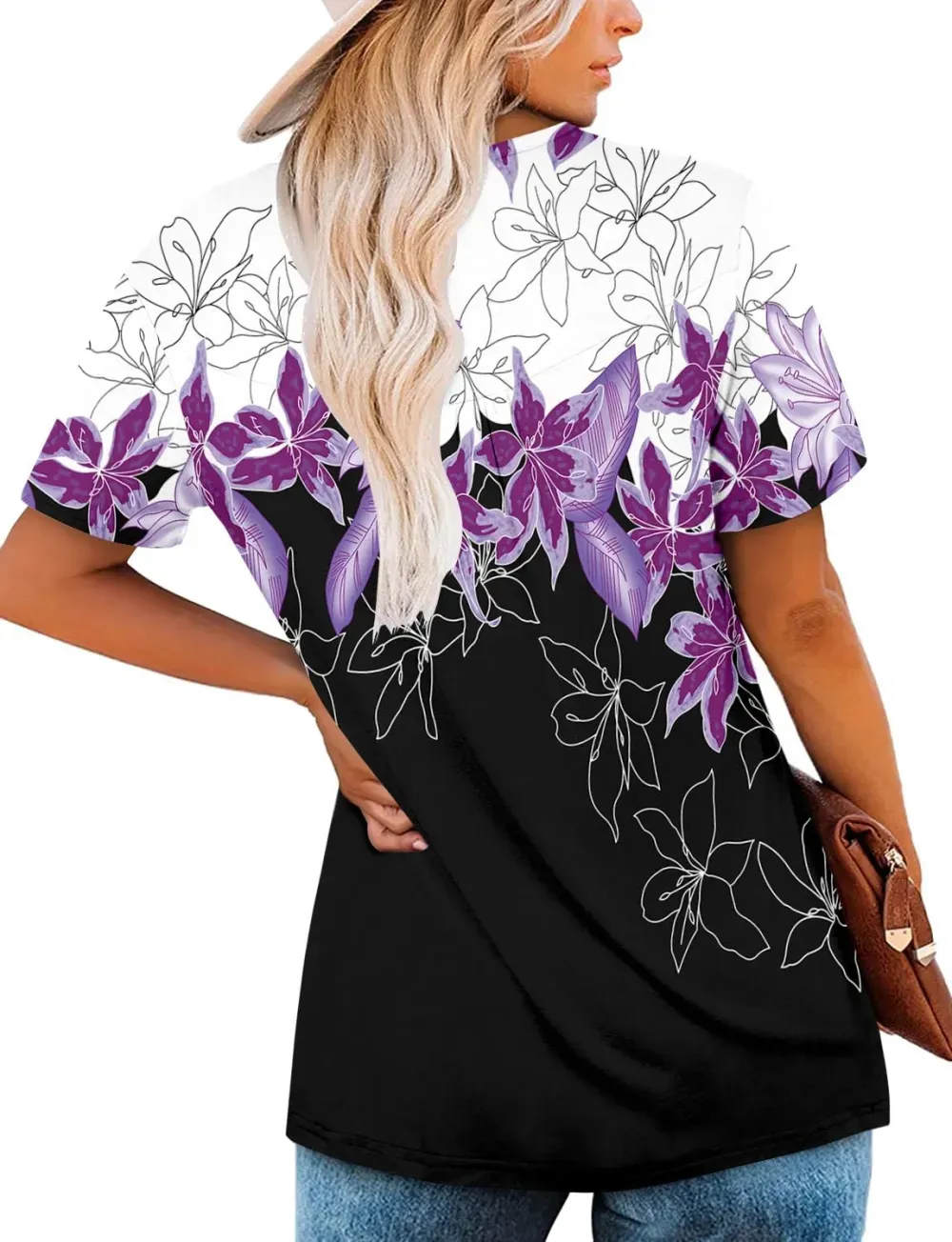 ✨Women's Summer Printed Pleated Crew Neck Tee