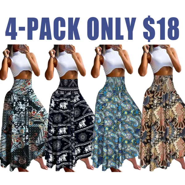 Women's Shirred Waist Wide Leg Pants – Casual High Waist Trousers for Daily & Vacation Wear