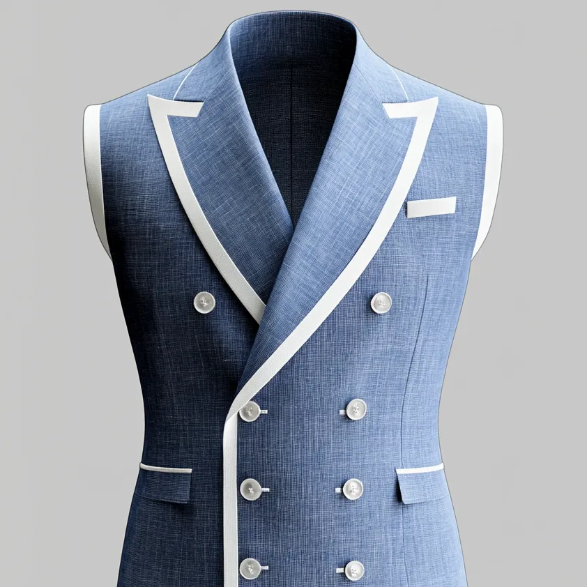 Men's Business Peak Lapel Double Breasted Contrast Binding Vest