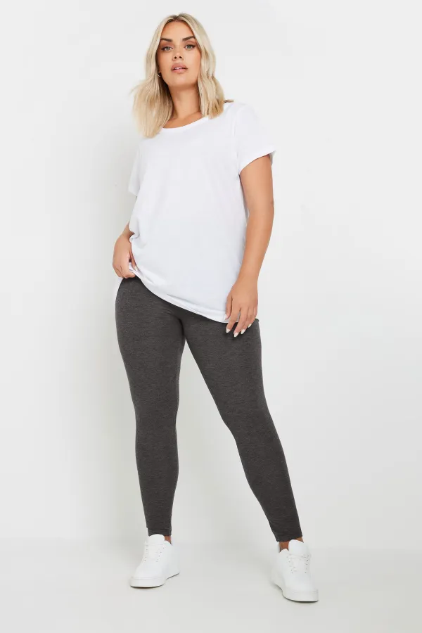 YOURS 2 PACK Curve Burgundy Red & Black Soft Touch Stretch Leggings