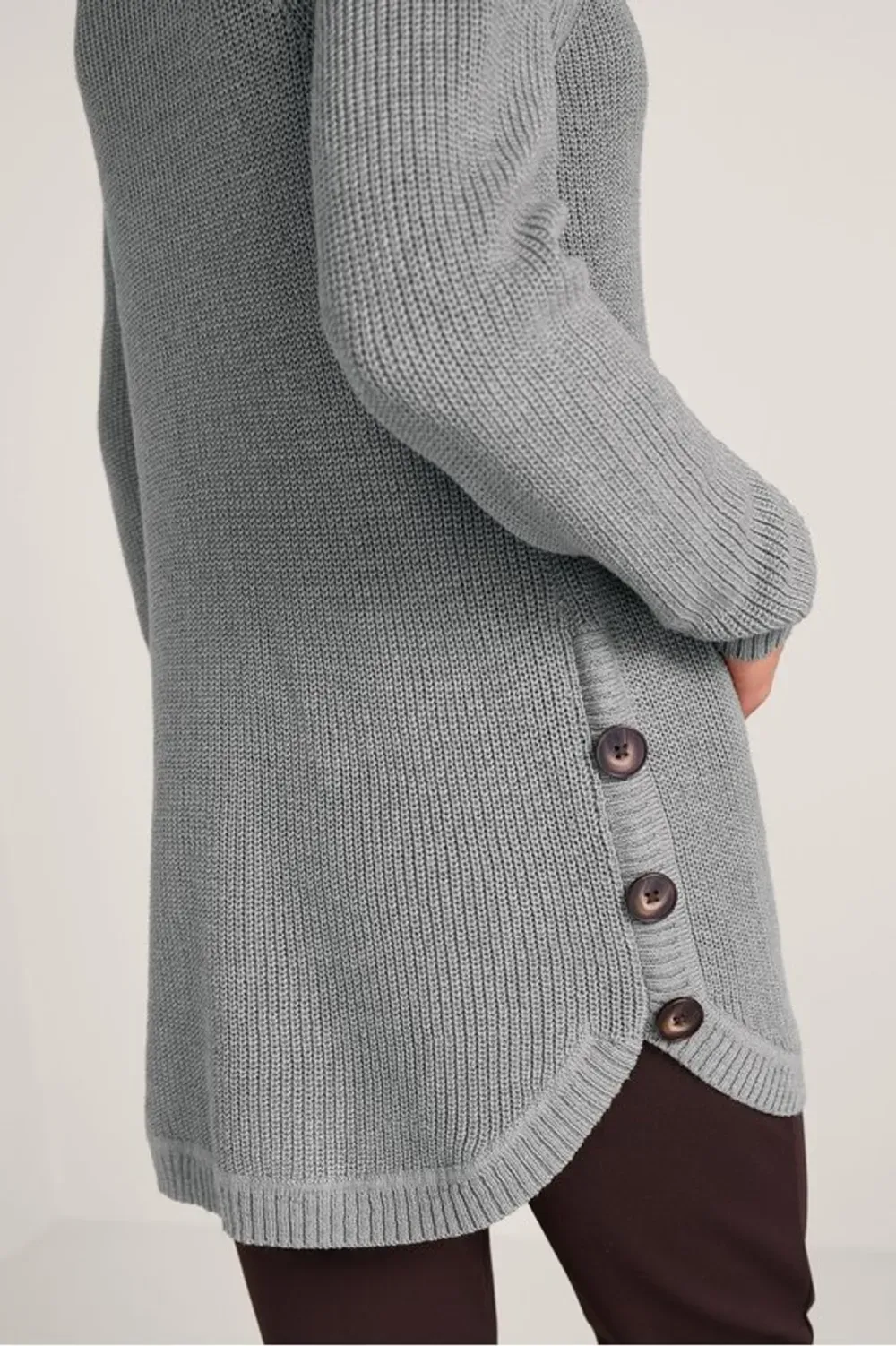 Shaker Side Button Sweater