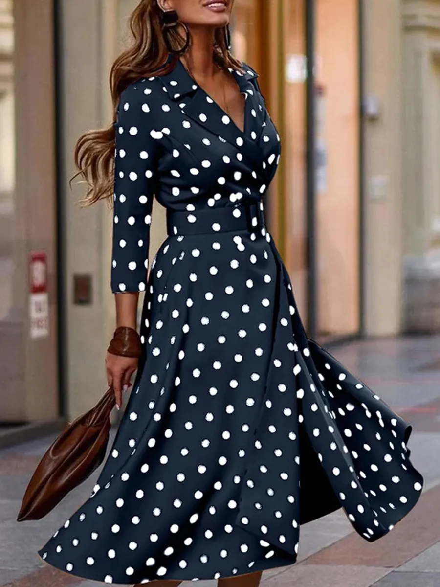 Fall/Winter Fashion Casual Long Sleeve Polka Dot Dress